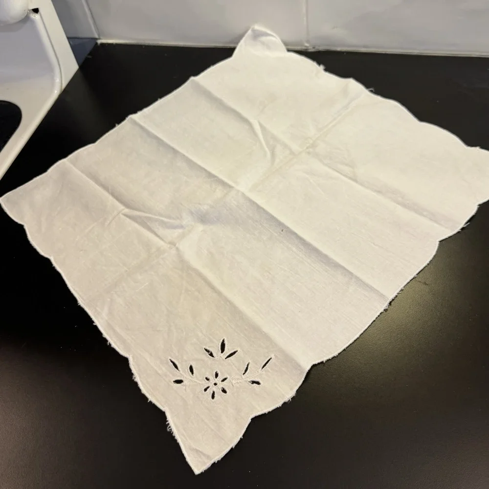 5 Piece Lot‎ Linen Handkerchief Tea Towel Pillowcase Cutwork Lace Handmade